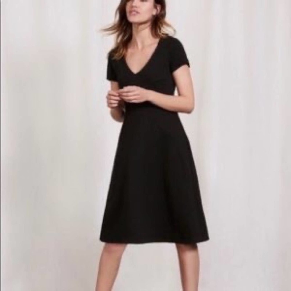 Boden Black Melanie Waffle Knit Fit&Flare Dress Sz.14R